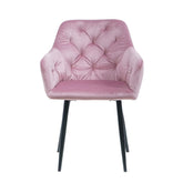 Scaun tip fotoliu living/dining, roz, tapiserie catifea, cadru metalic, fix, 62x58x82, Velvet Old